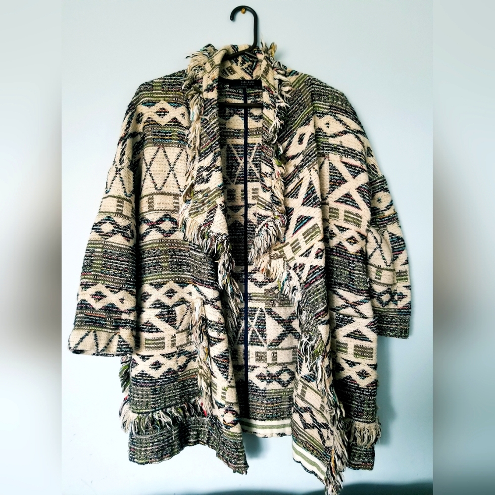 Zara // Woven Boho Fringe Jacket